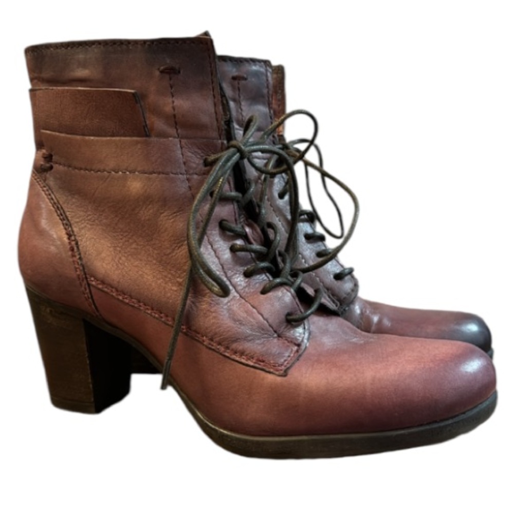 Mjus Purple Brown Leather Heel Boots Size 38